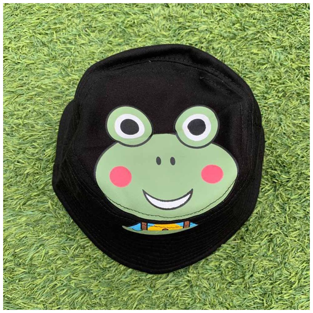The Girl Cap - Frog Print Kids Hat - Black