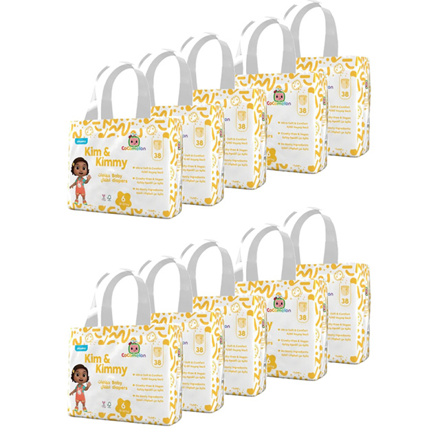 Kim & Kimmy - Cocomelon Baby Diapers - Size 6 - 15-20 kg - Pack of 10 - 380 Pcs