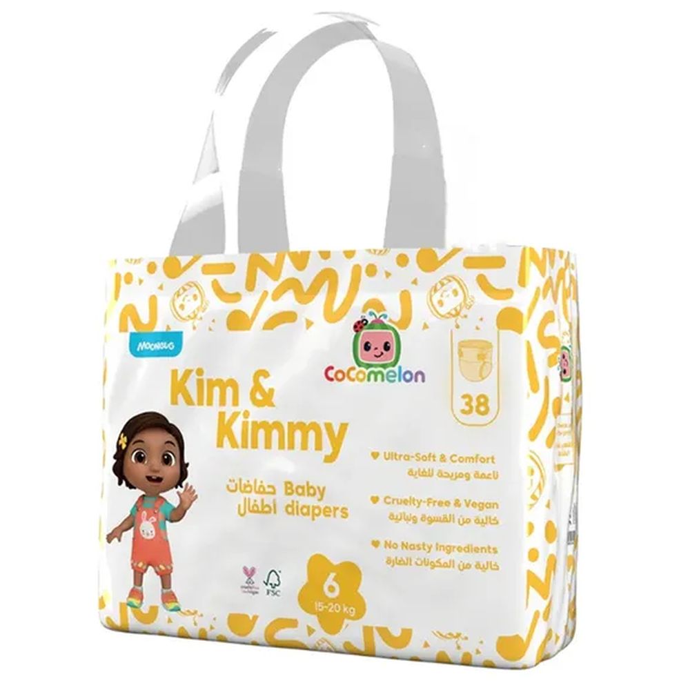 Kim & Kimmy - Cocomelon Baby Diapers - Size 6 - 15-20 kg - Pack of 10 - 380 Pcs
