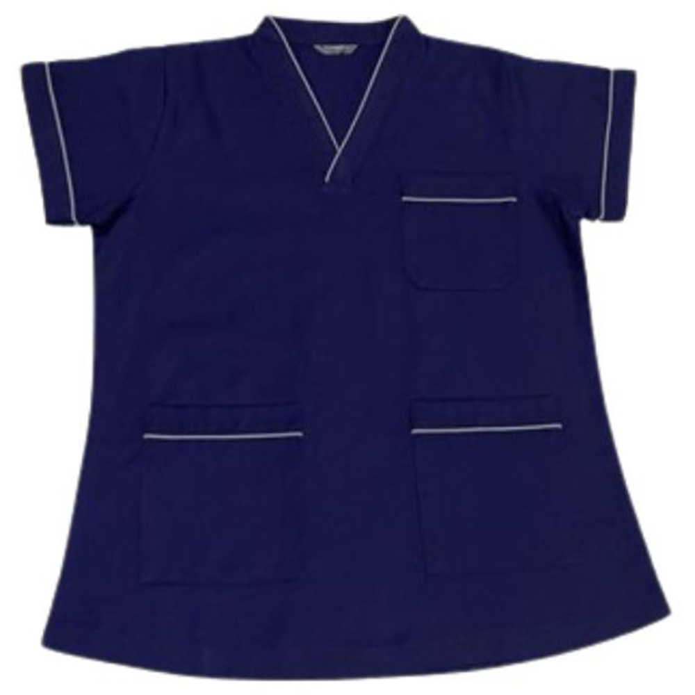 Veronica - 2pc-Set - Scrub Uniform With Piping Neckline - Navy Blue