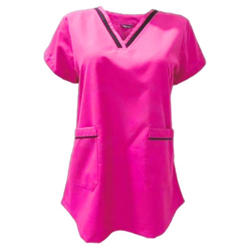 Veronica - 2pc-Set - V-Neck Scrub Uniform With 2 Pockets - Fuschia