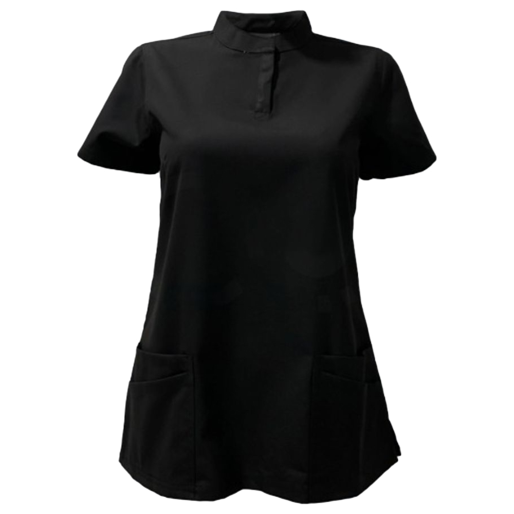 Veronica - 2pc-Set - Women Poly Viscose Chinese Collar Scrub Set - Black