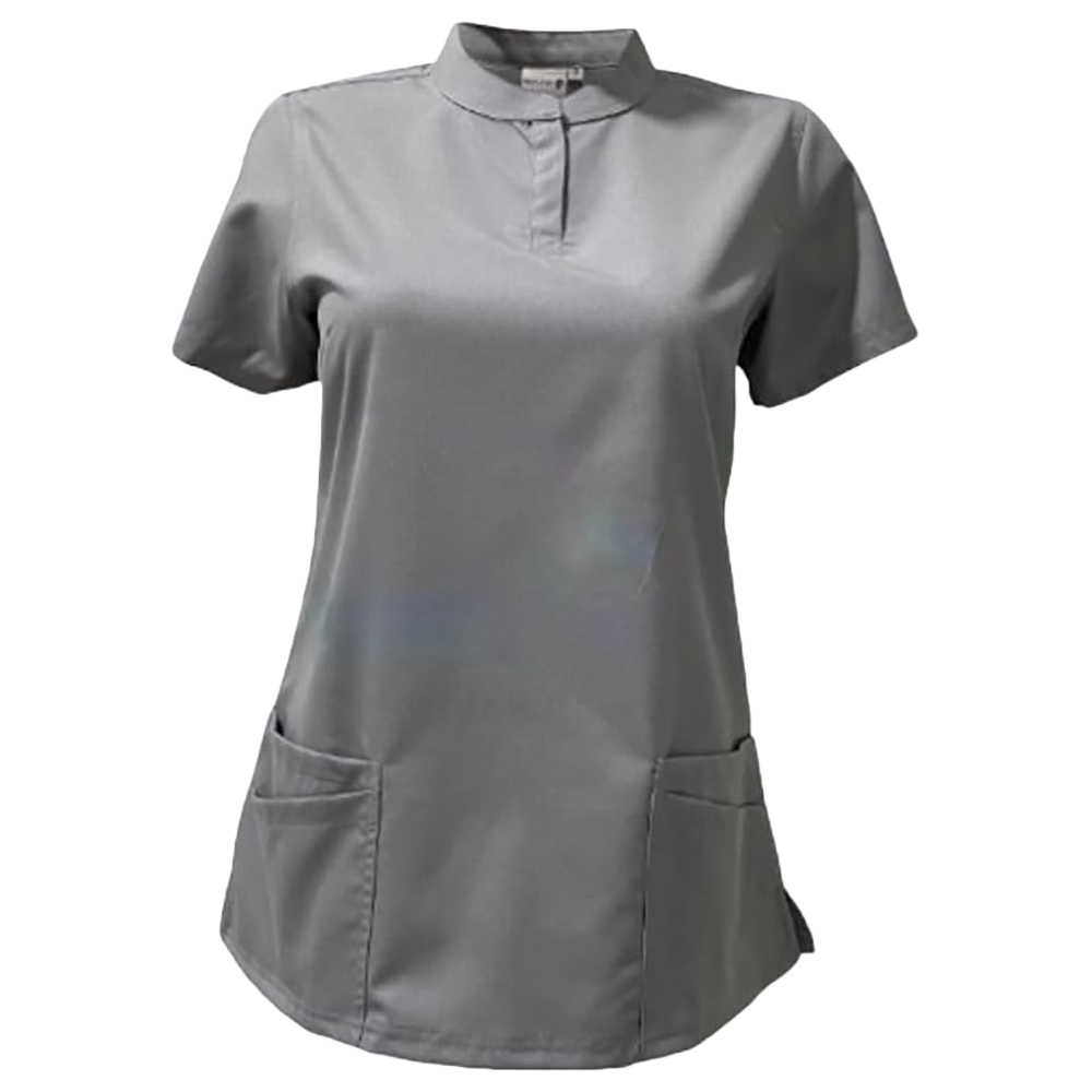 Veronica - 2pc-Set - Women Poly Viscose Chinese Collar Scrub Set - Grey