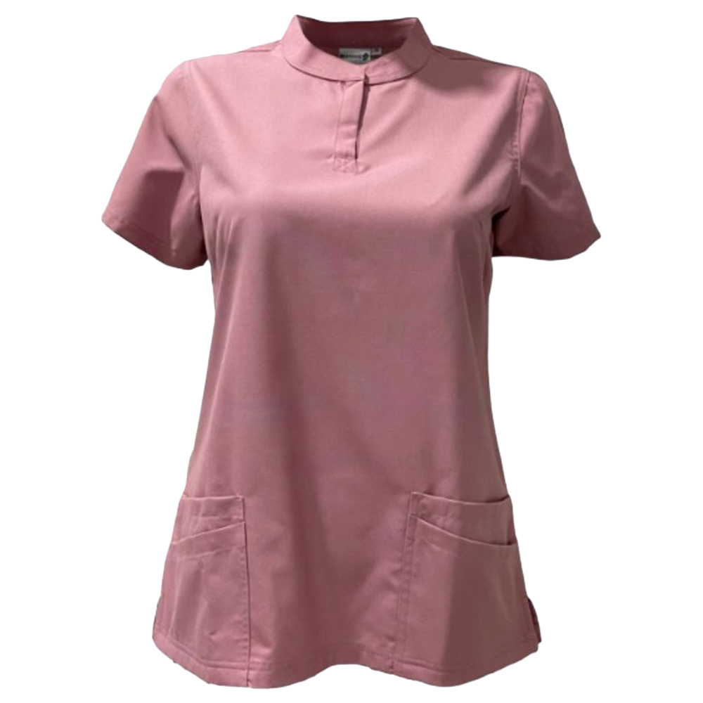 Veronica - 2pc-Set - Women Poly Viscose Chinese Collar Scrub Set - Pink