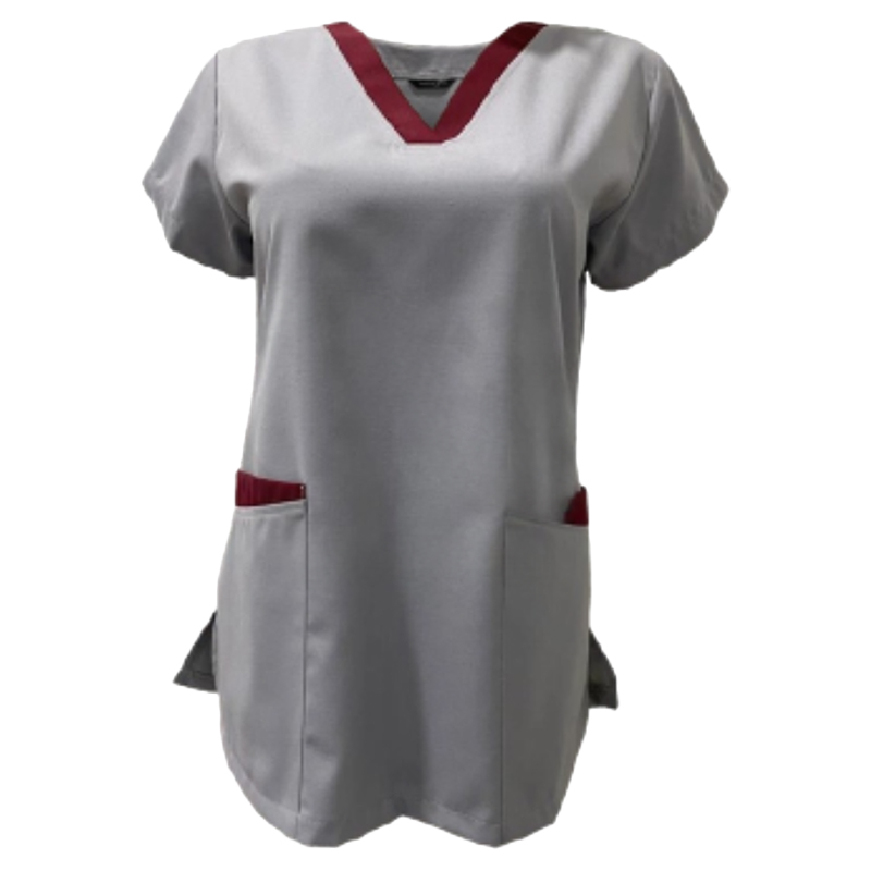 Veronica - 2pc-Set - Scrub Set Uniform With Contrast Patch - Light Grey