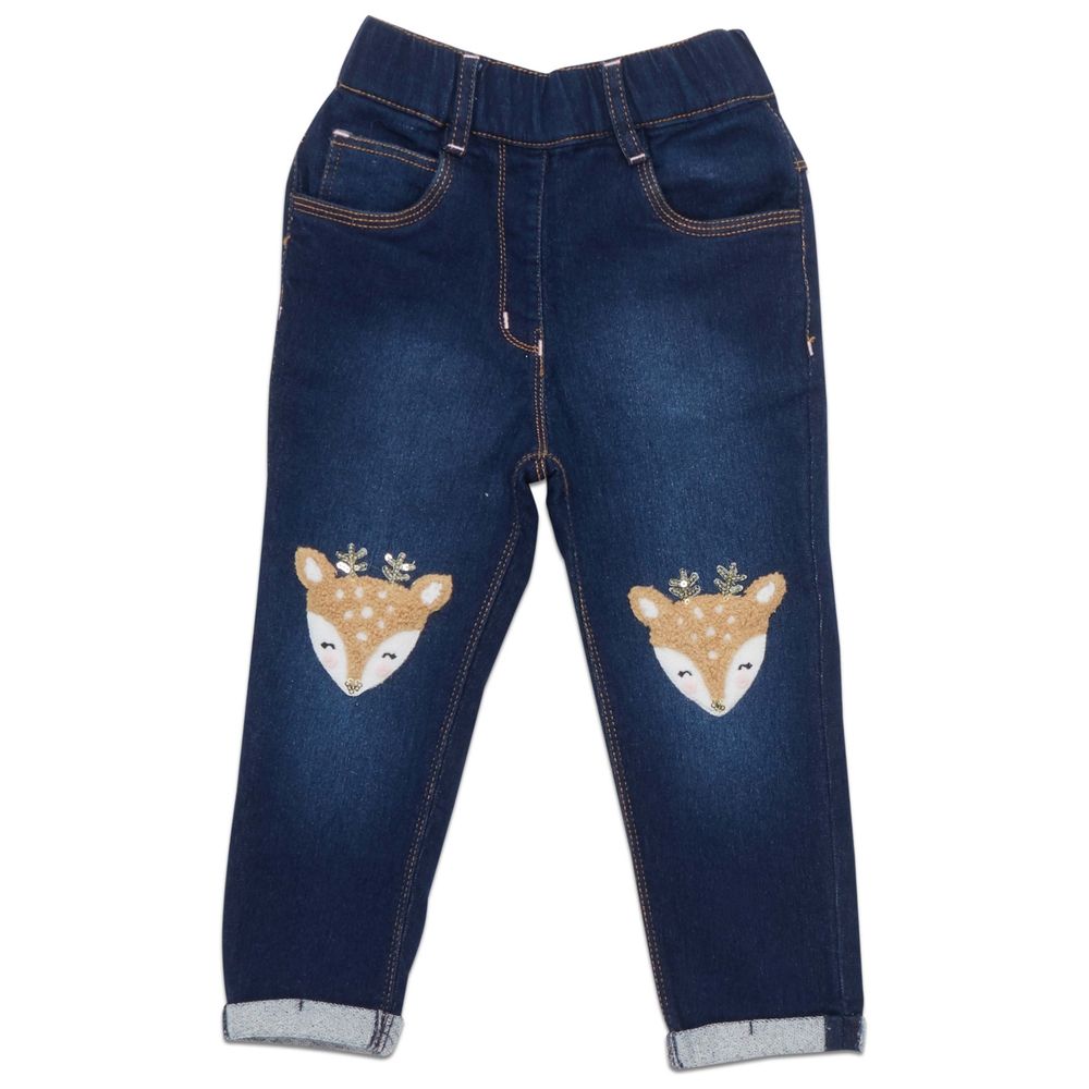 Little Kangaroos Girl's Faded Jeans - Navy Blue