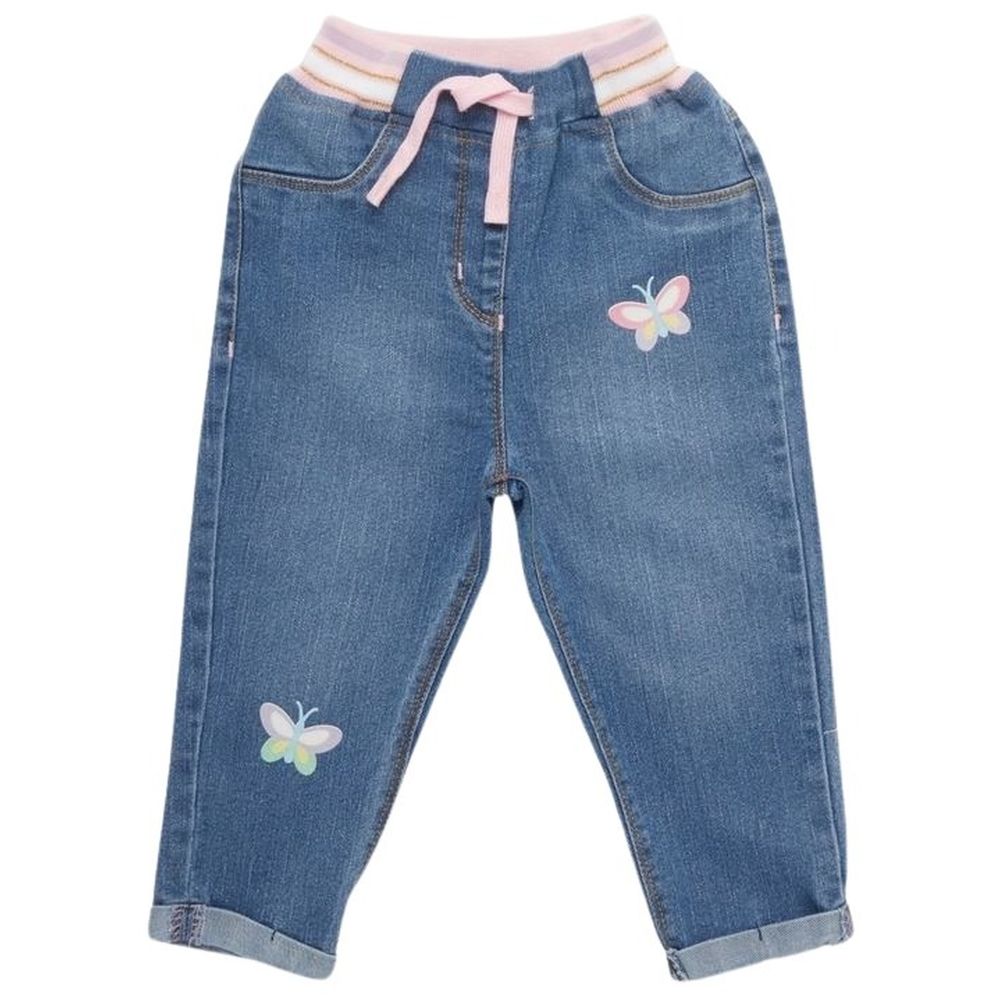 Little Kangaroos Fully Elastic Jeans with Drawstring - Light Blue