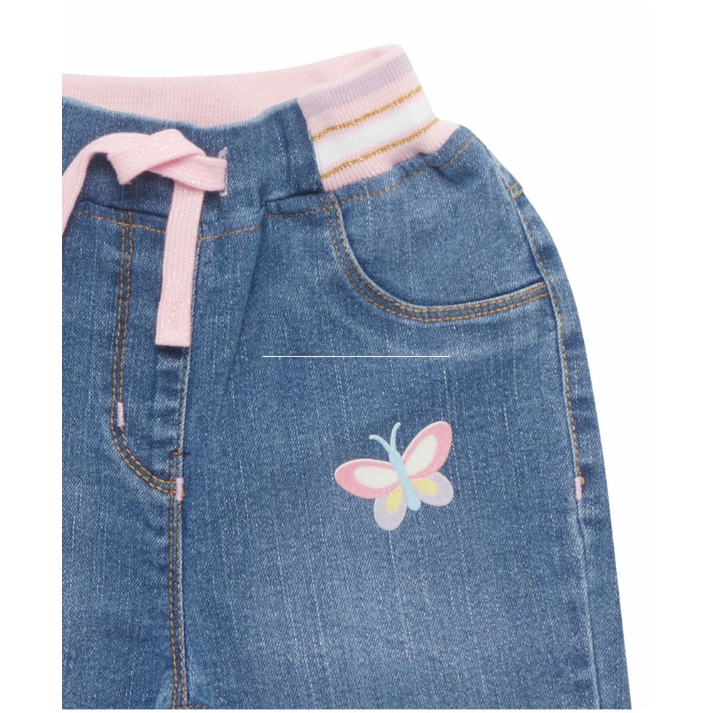 Little Kangaroos Fully Elastic Jeans with Drawstring - Light Blue