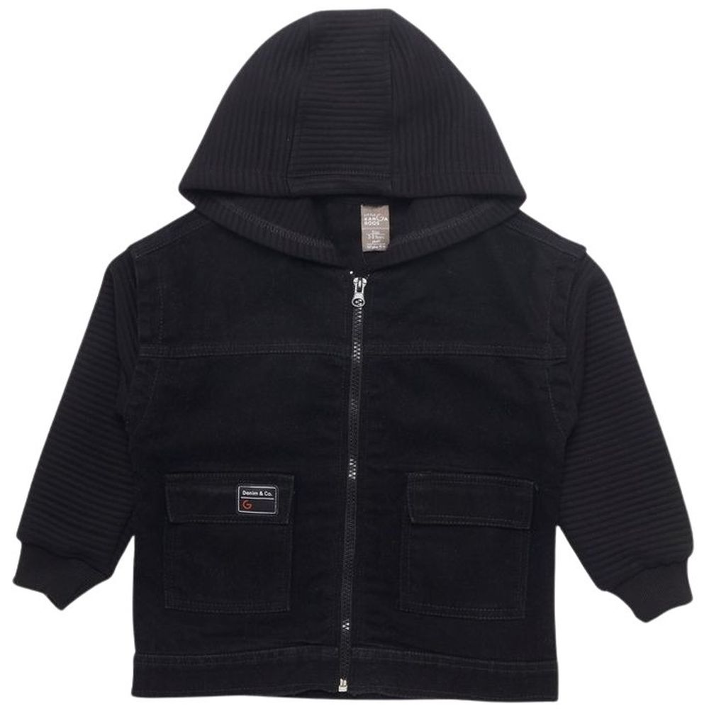 Little Kangaroos Boy Hooded Denim Jacket - Black