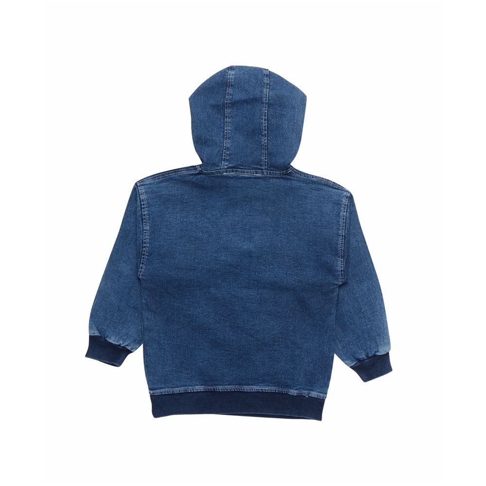 Little Kangaroos Boy Denim Hooded Sweatshirt - Dark Blue
