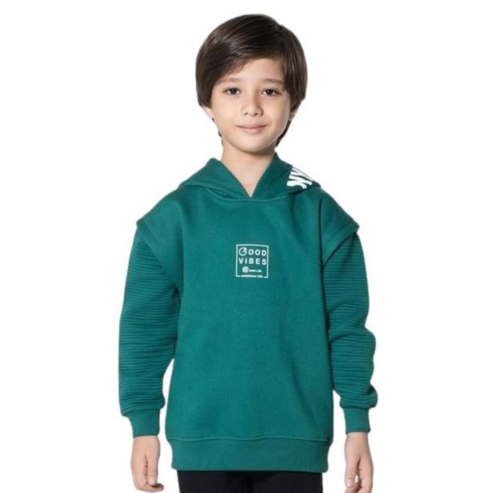 Little Kangaroos Boy Good Vibes Hooded Sweatshirt - Green