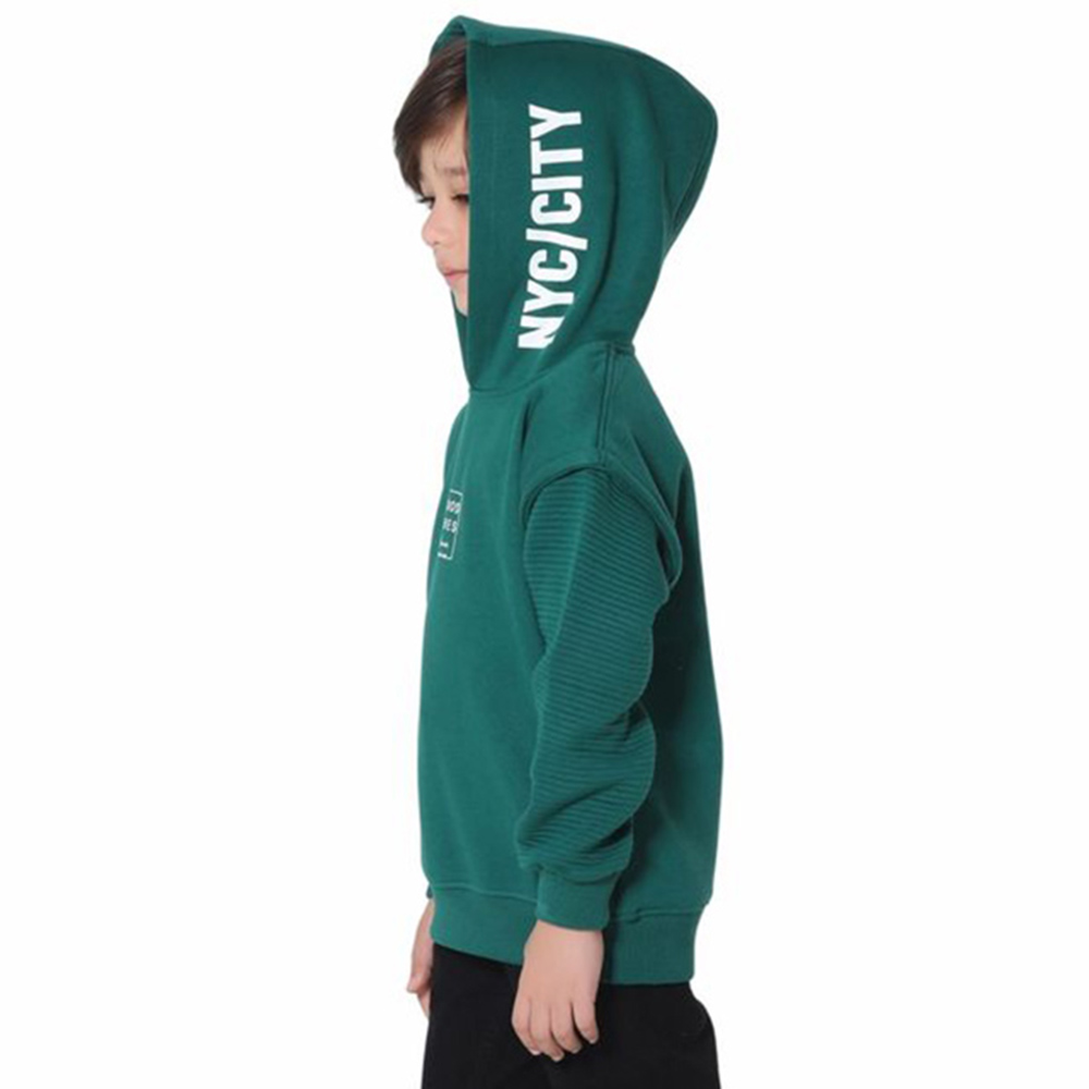 Little Kangaroos Boy Good Vibes Hooded Sweatshirt - Green