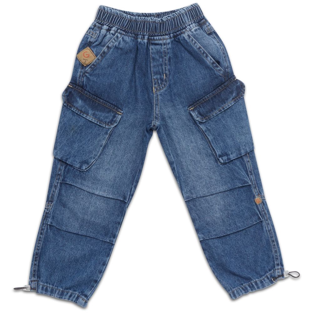 Little Kangaroos Boy Elasticated Cargo Jeans - Dark Blue