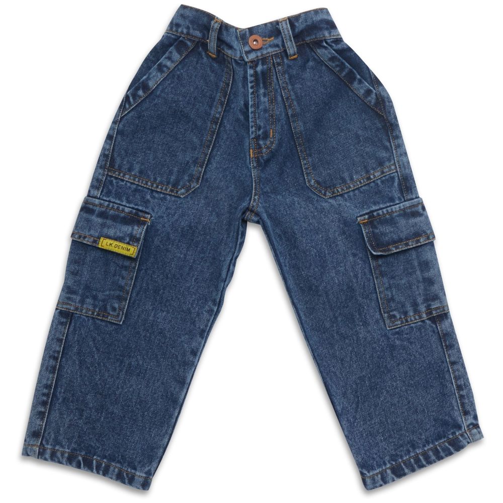 Little Kangaroos Boy Denim Cargo Jeans - Dark Blue