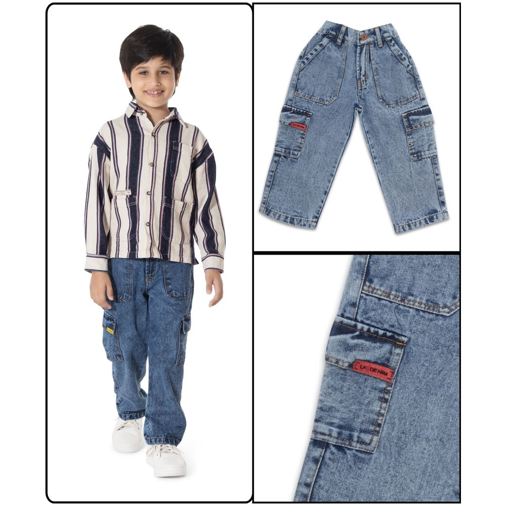 Little Kangaroos Boy Denim Cargo Jeans - Light Blue