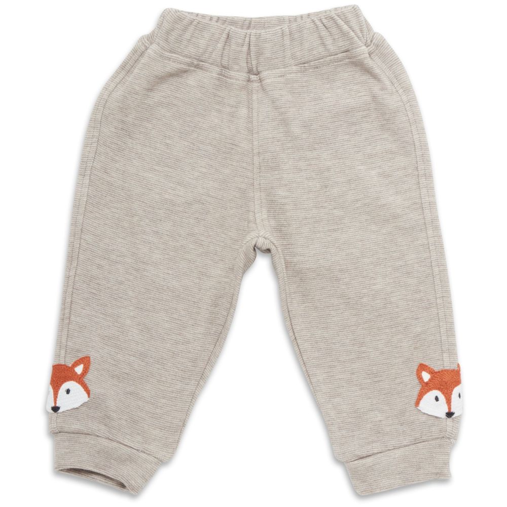 Little Kangaroos Baby Boy Fox Design Joggers - Beige