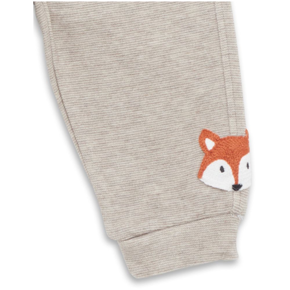 Little Kangaroos Baby Boy Fox Design Joggers - Beige