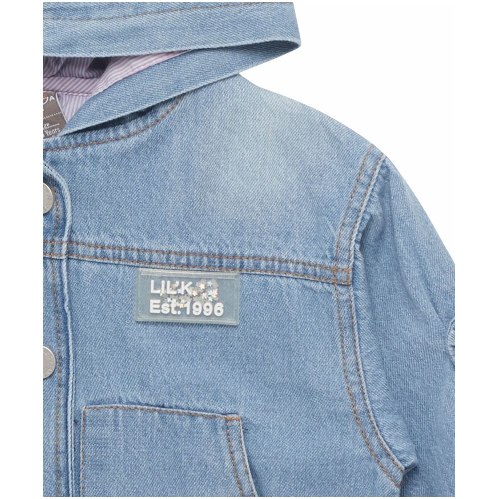 Little Kangaroos Girl Hooded Denim Jacket - Light Blue