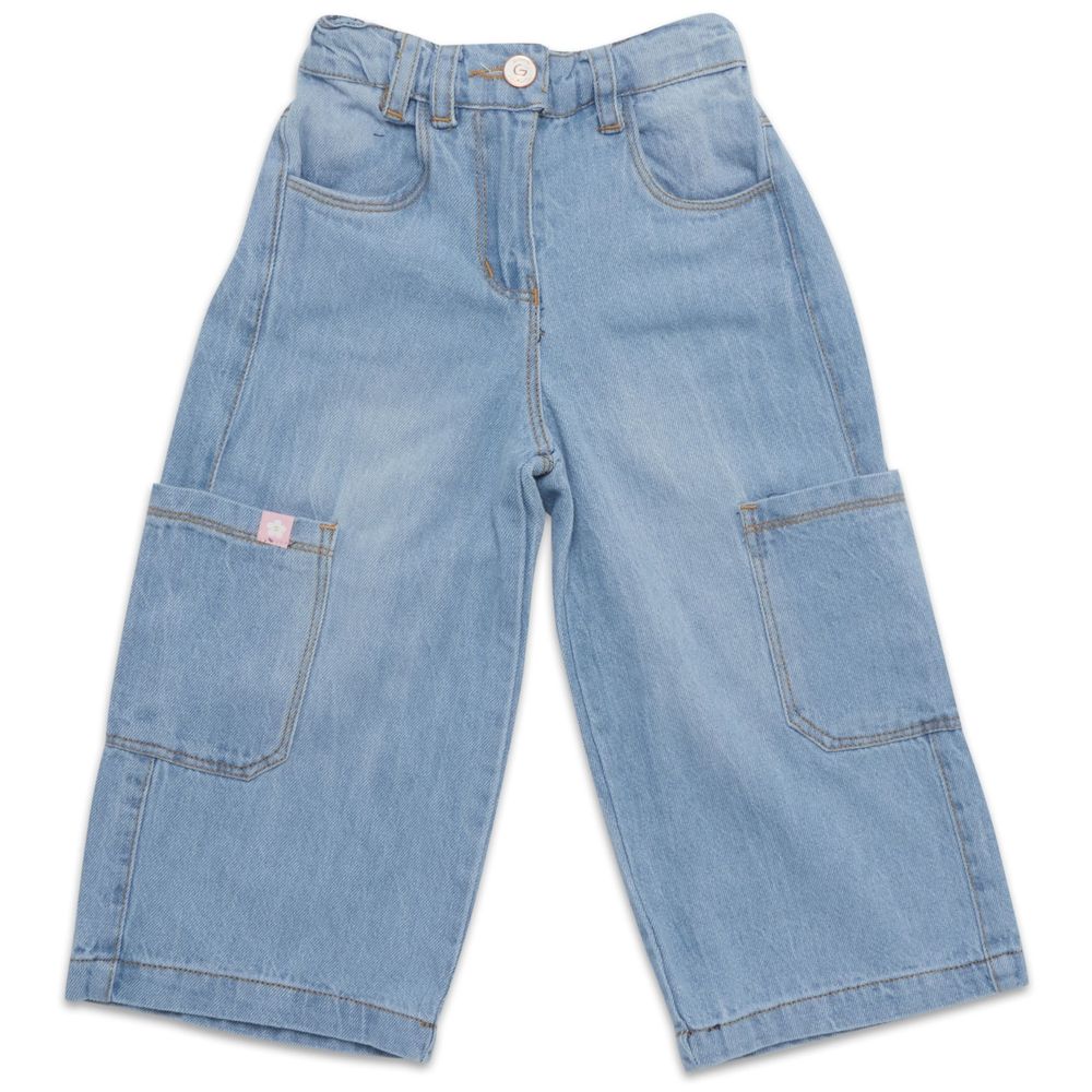 Little Kangaroos Girl Wide Leg Denim Jeans - Light Blue