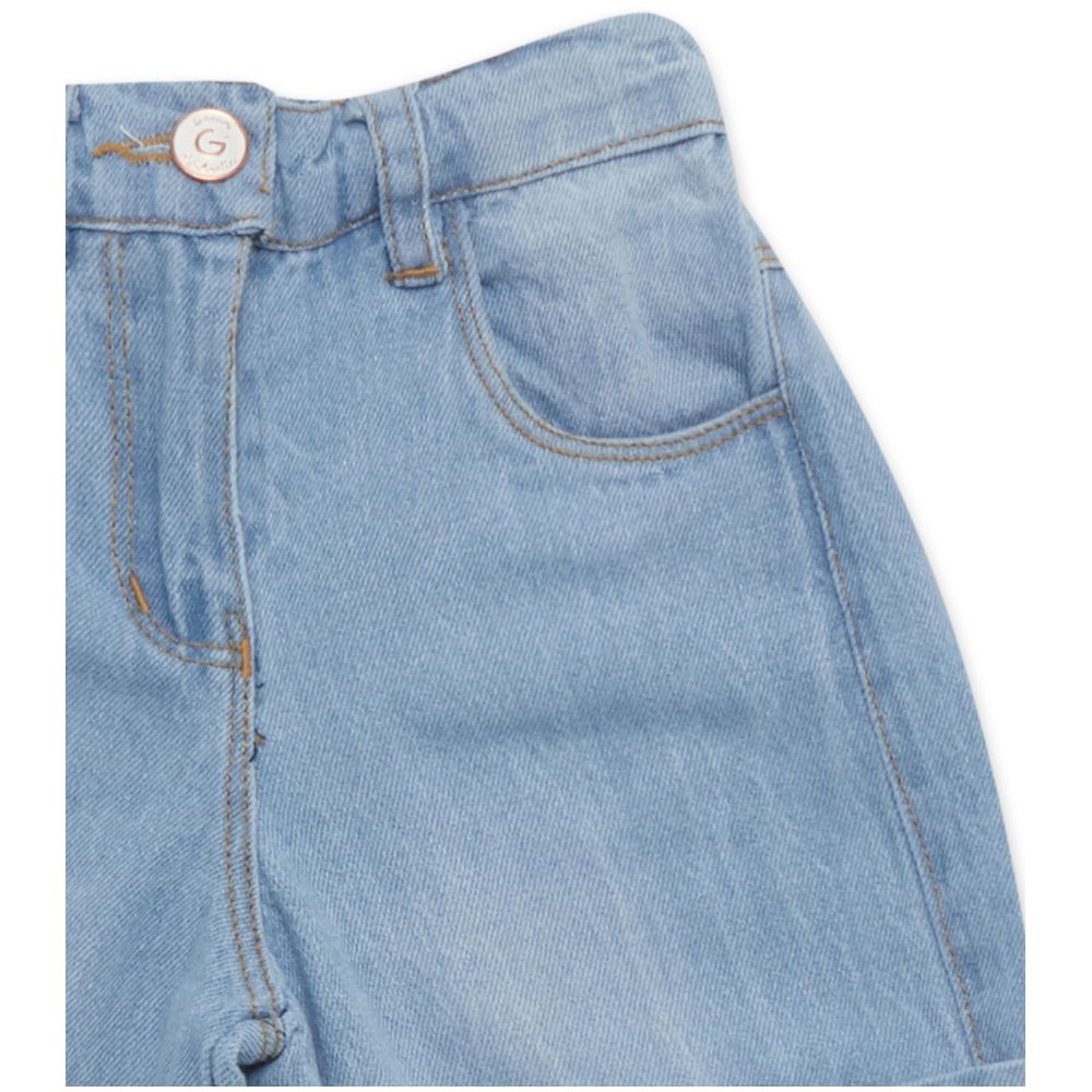 Little Kangaroos Girl Wide Leg Denim Jeans - Light Blue