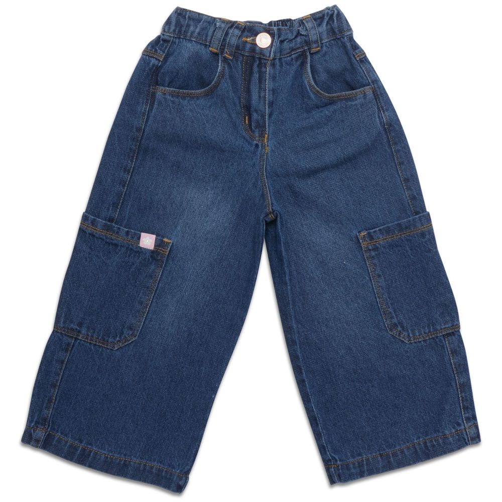 Little Kangaroos Girl Wide Leg Denim Jeans - Dark Blue