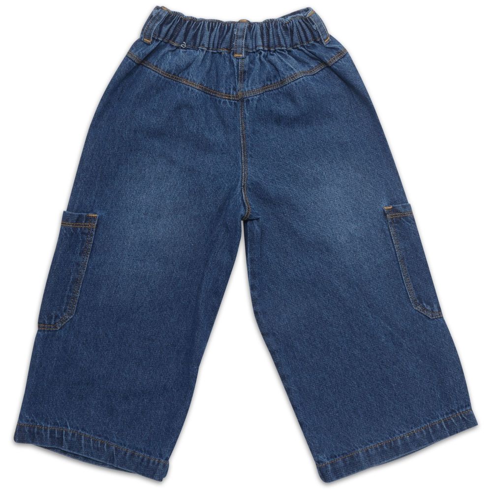 Little Kangaroos Girl Wide Leg Denim Jeans - Dark Blue