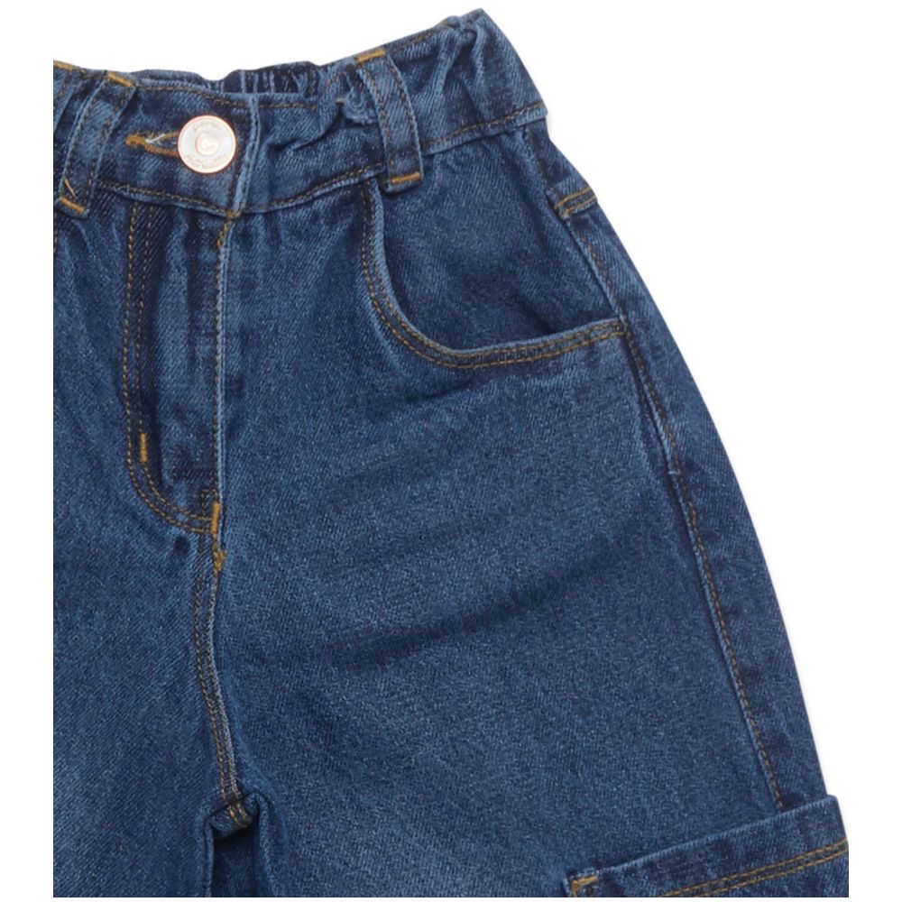 Little Kangaroos Girl Wide Leg Denim Jeans - Dark Blue