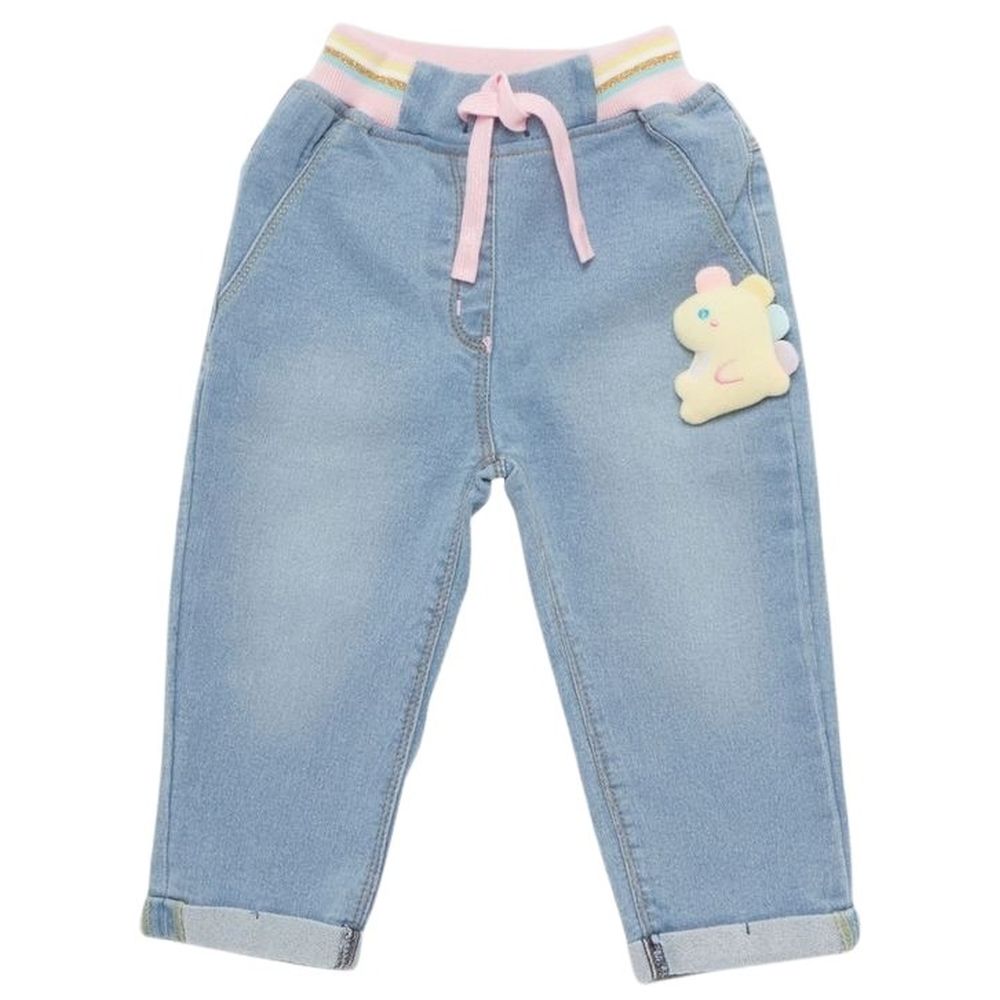 Little Kangaroos Denim Jeans with Drawstring - Light Blue