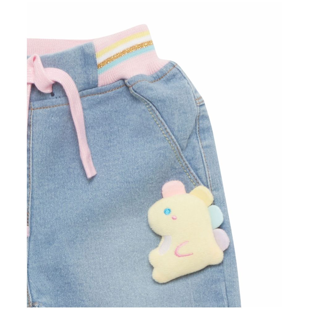 Little Kangaroos Denim Jeans with Drawstring - Light Blue