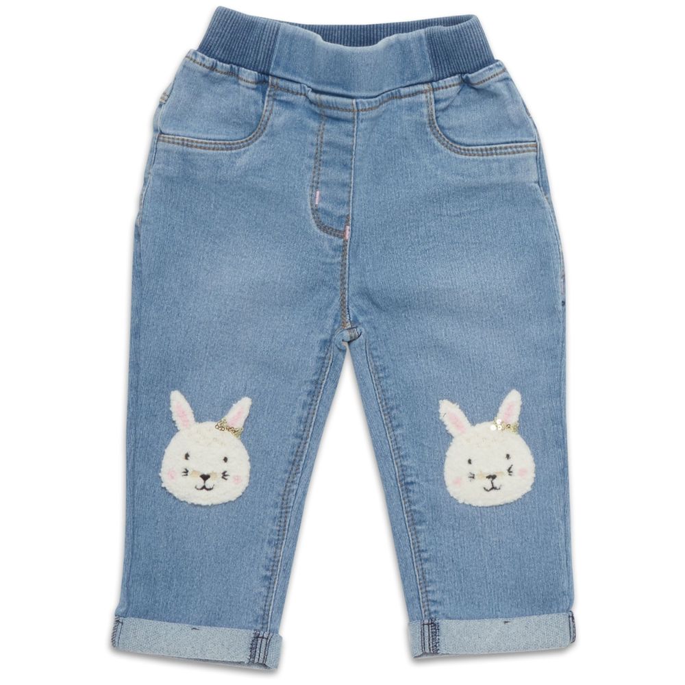 Little Kangaroos Bunny Patch Denim Jeans - Light Blue