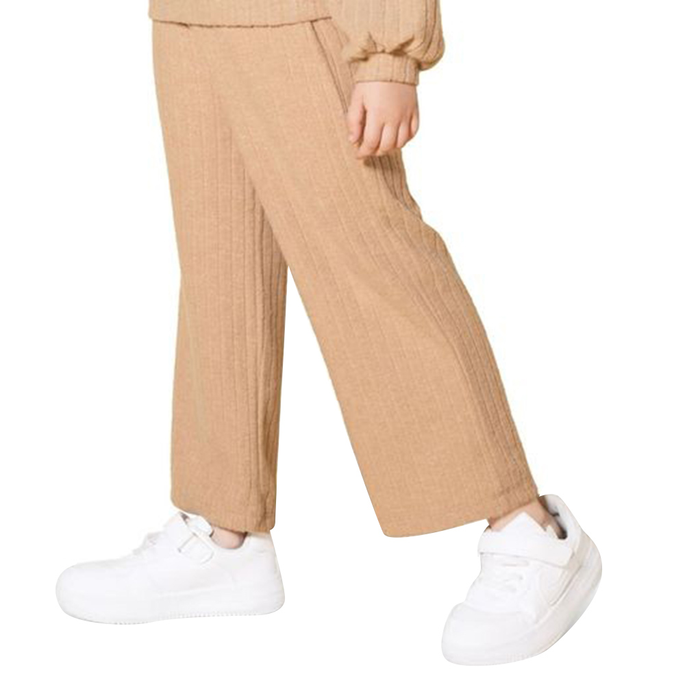 Little Kangaroos Girl's Elasticated Flared Fawn Pants