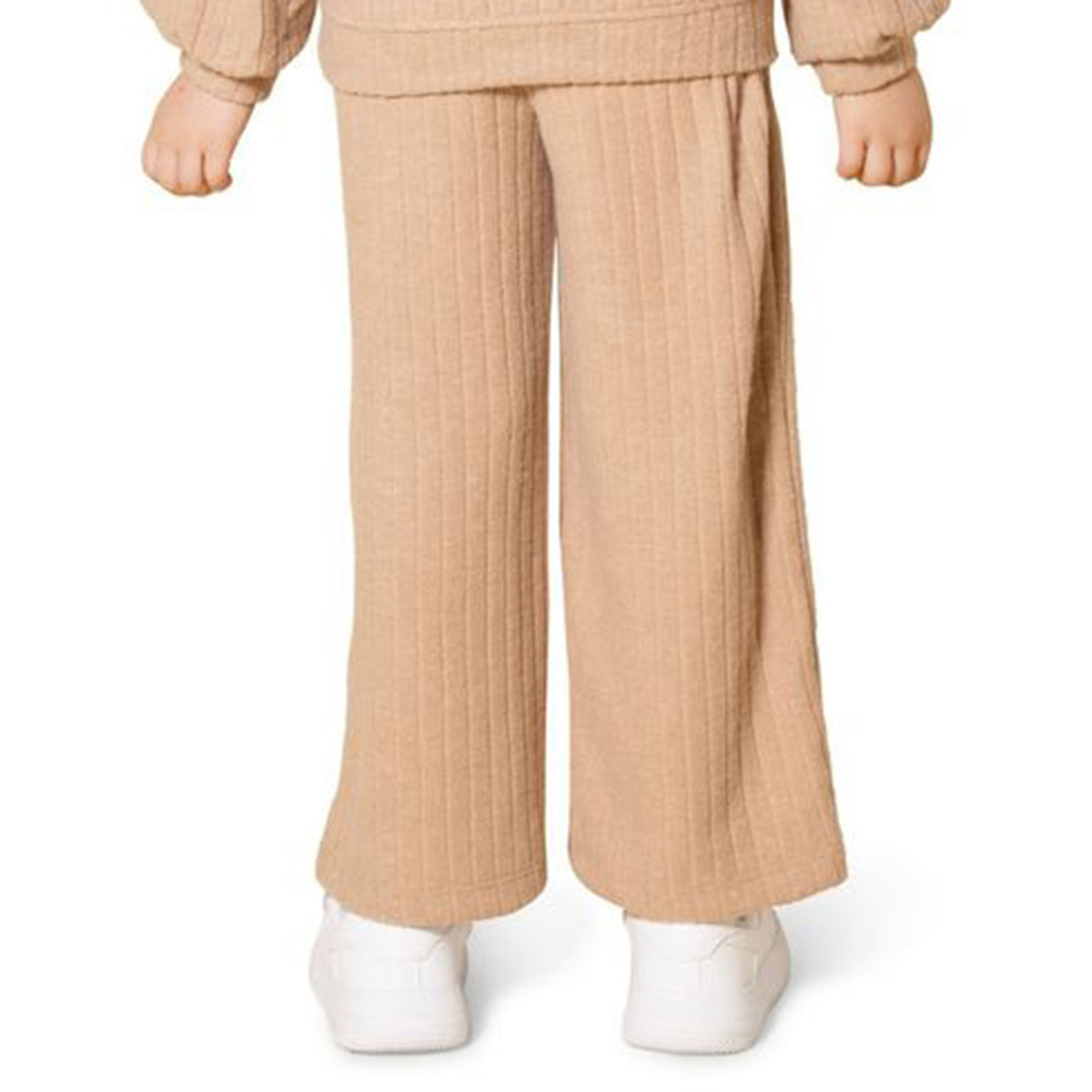 Little Kangaroos Girl's Elasticated Flared Fawn Pants