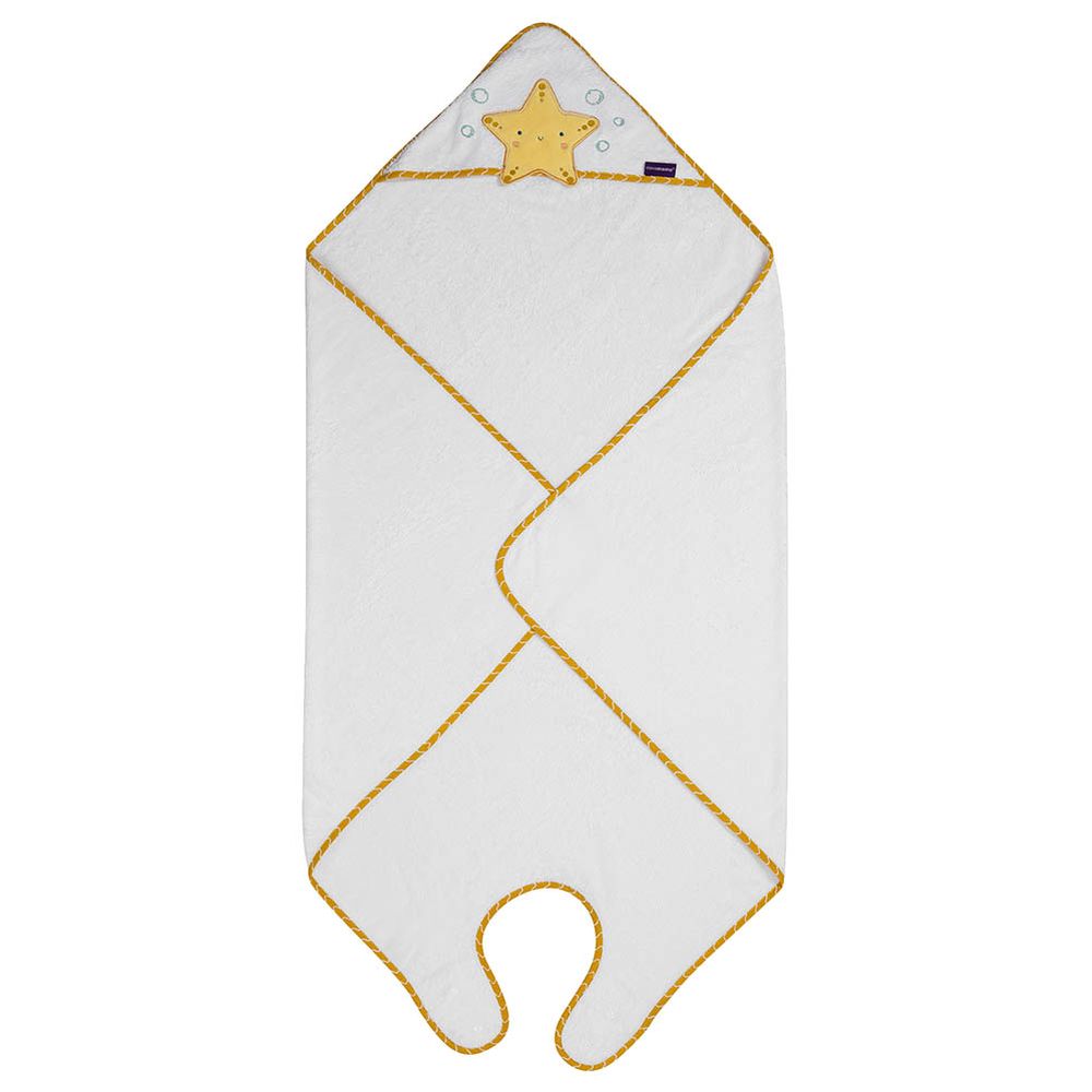 Clevamama Bamboo Apron Baby Bath Towel - White/Honey 