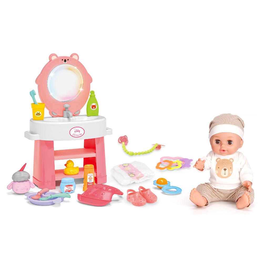 Vdora Dolls - 12 Sounds Baby Doll With Washing Basin Care Set - 14-inch