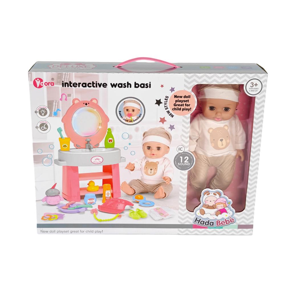 Vdora Dolls - 12 Sounds Baby Doll With Washing Basin Care Set - 14-inch