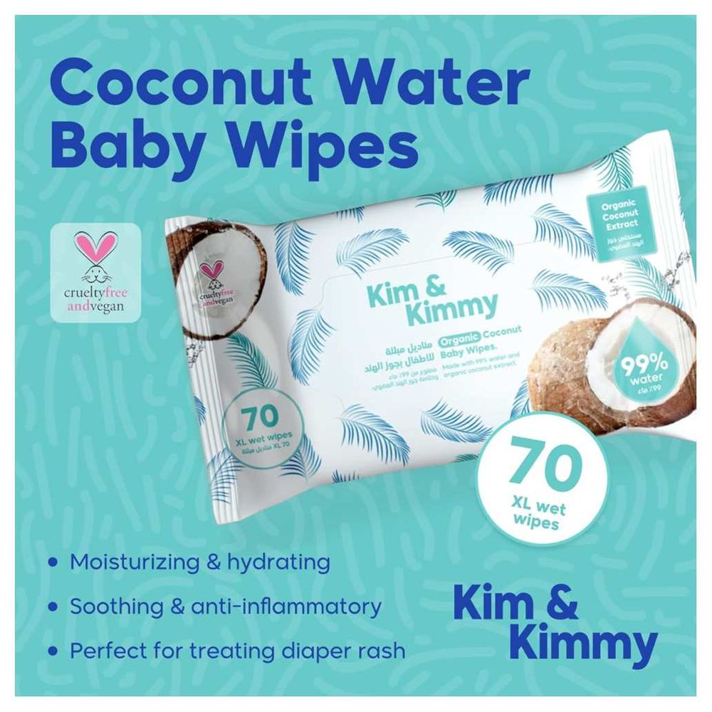 Kim & Kimmy - Coconut Wipes - 840 pcs - Pack of 12