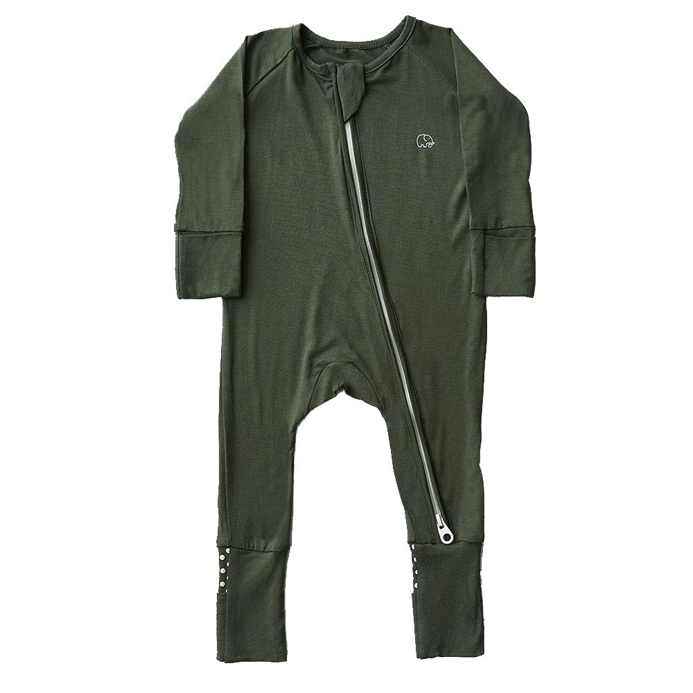 Anvi Baby Organic Zipper Romper - Dark Green