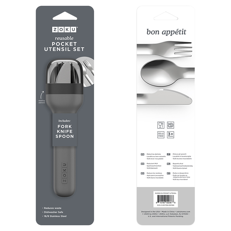 Zoku Pocket Utensil Set - Charcoal
