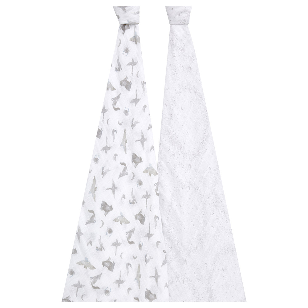 Aden + Anais - Large Swaddles - 2 Pack - Organic Cotton Muslin - Map The Stars