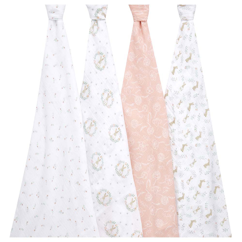 Aden + Anais - Muslin Swaddle Blanket - Pack of 4 - Blushing Bunnies