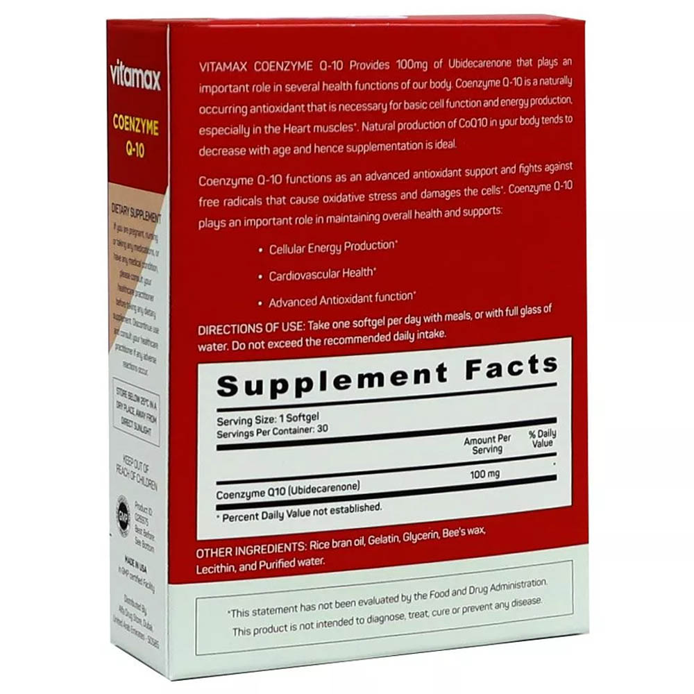 Vitamax - Coenzyme Q10 Softgel 100mg - 30's