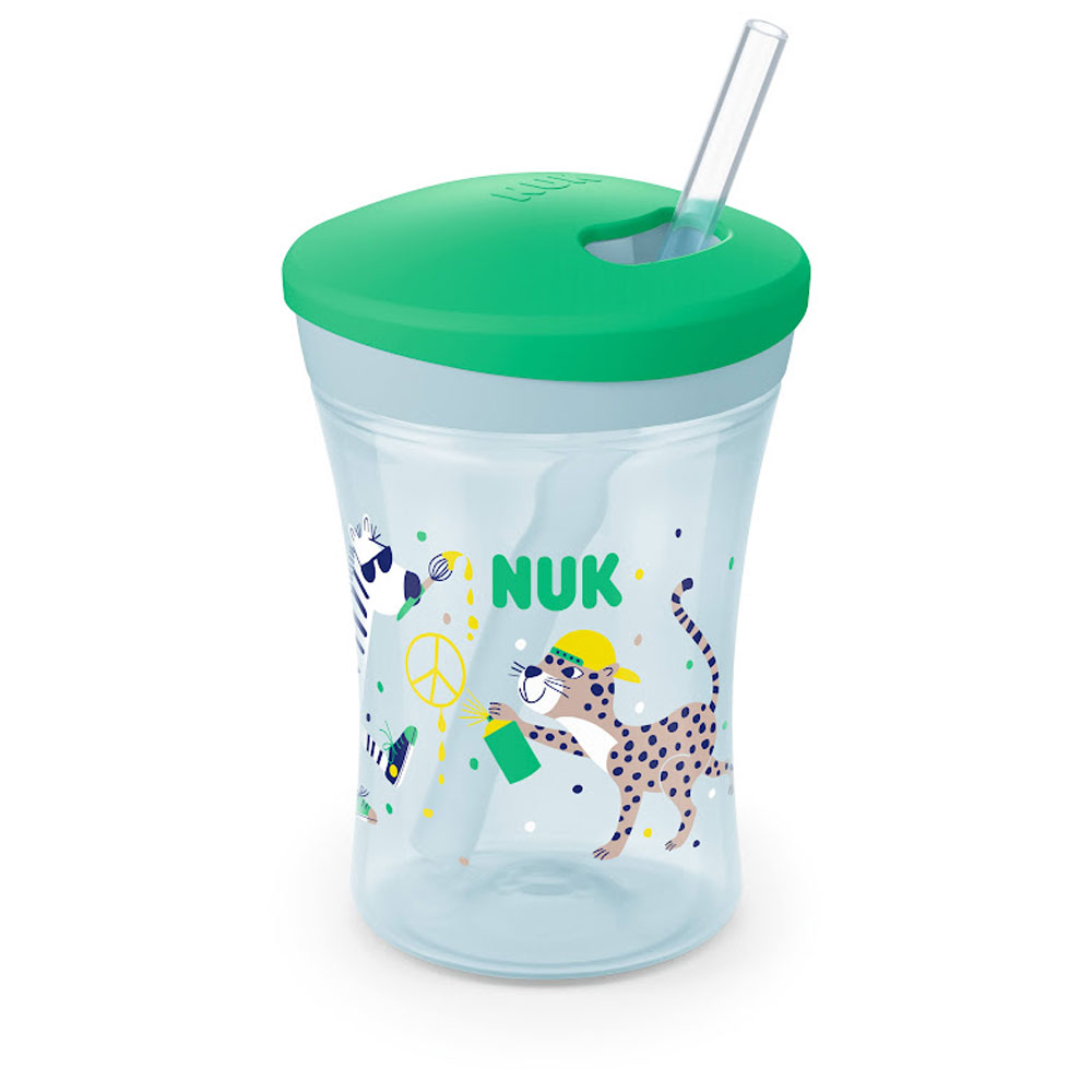 NUK - Action Cup - Soft Drinking Straw 12m + Green - 230ml