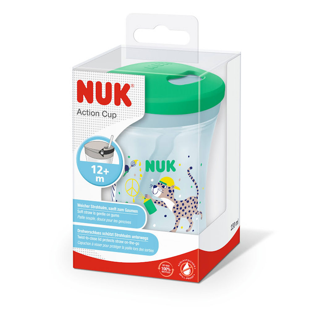 NUK - Action Cup - Soft Drinking Straw 12m + Green - 230ml