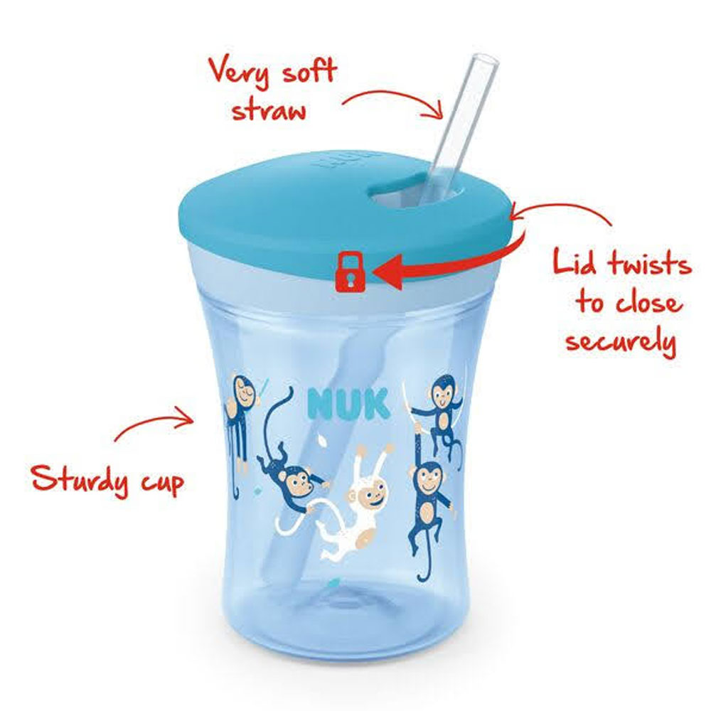 NUK - Action Cup - Soft Drinking Straw 12m + Green - 230ml