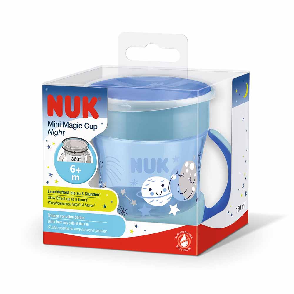 NUK - Mini Magic Cup Night - 6m + 1pc - Blue - 160ml