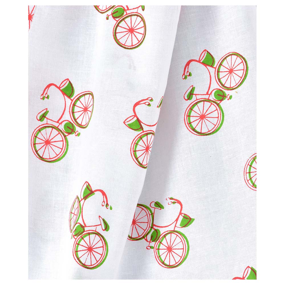 Ayra Ethnic Full Sleeves Cycle Design Nightsuit - White