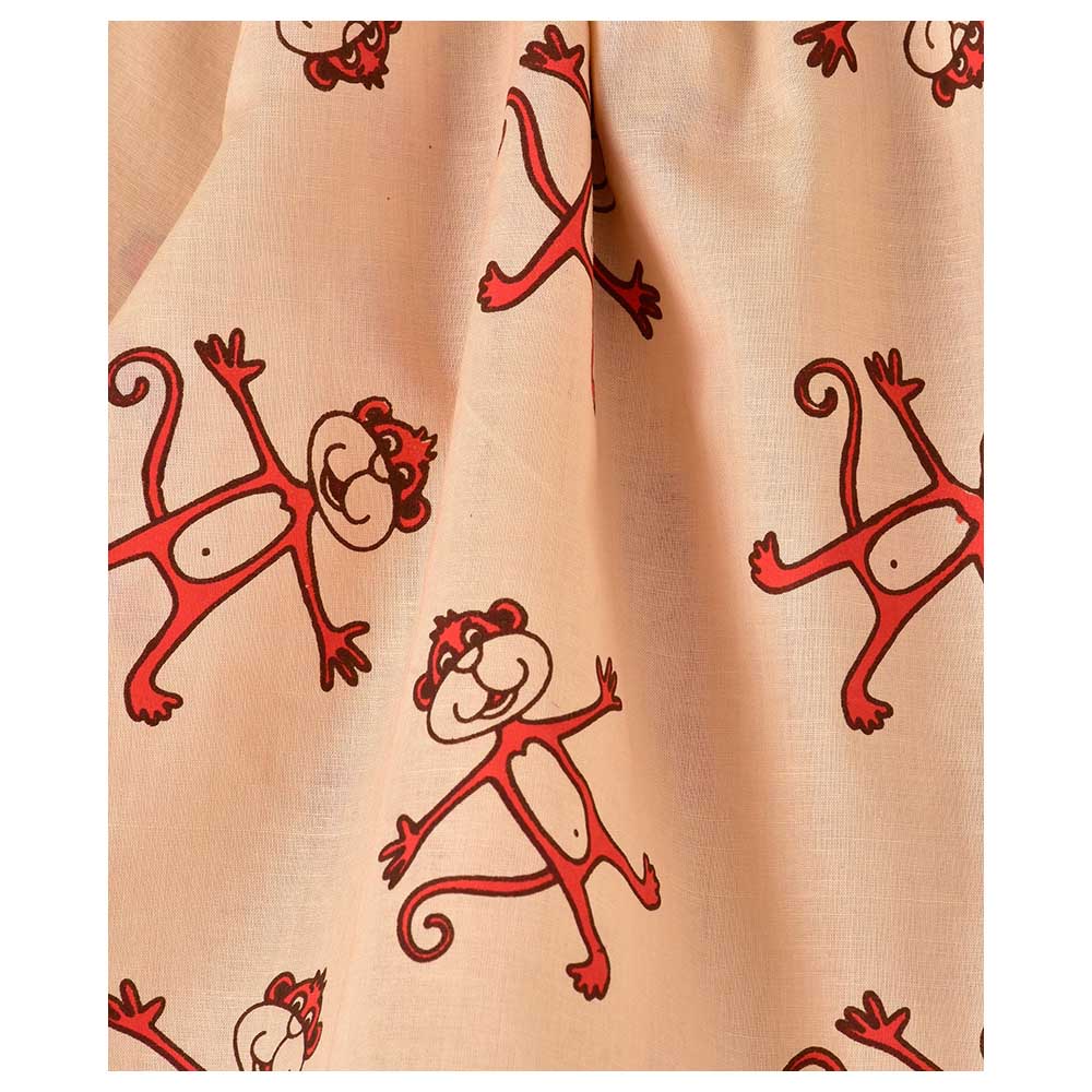 Ayra Ethnic Full Sleeves Monkey Design Nightsuit - Peach