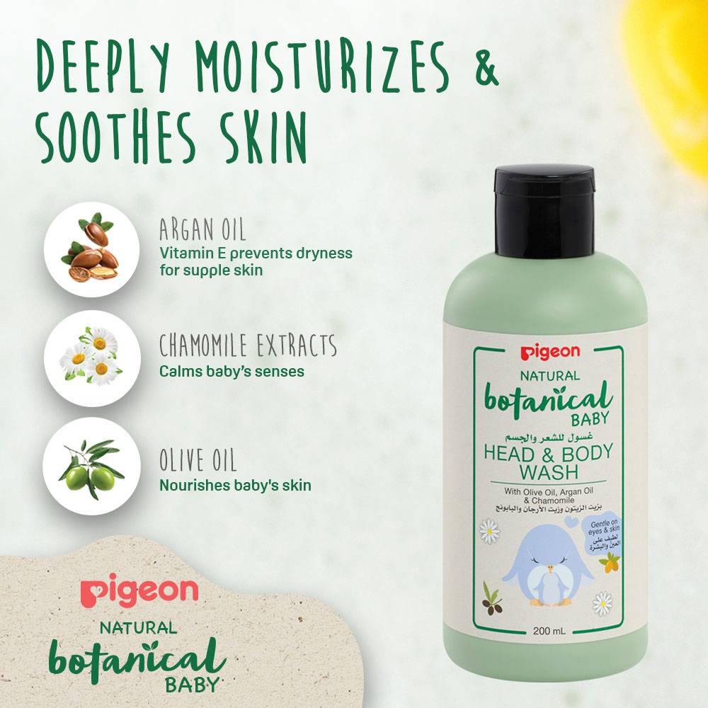 Pigeon - Natural Botanical Baby Head & Body Wash 200ml