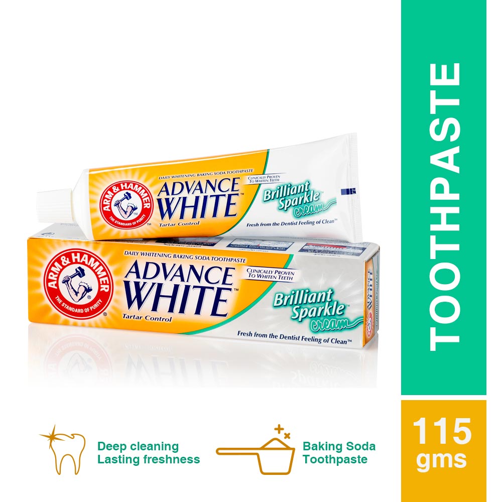 Arm and Hammer White Brilliant Sparkle Cream ToothPaste 115g