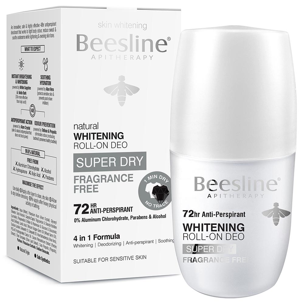 Beesline - Whitening Roll-On Deodorant - Super Dry Fragrance Free- 50ml